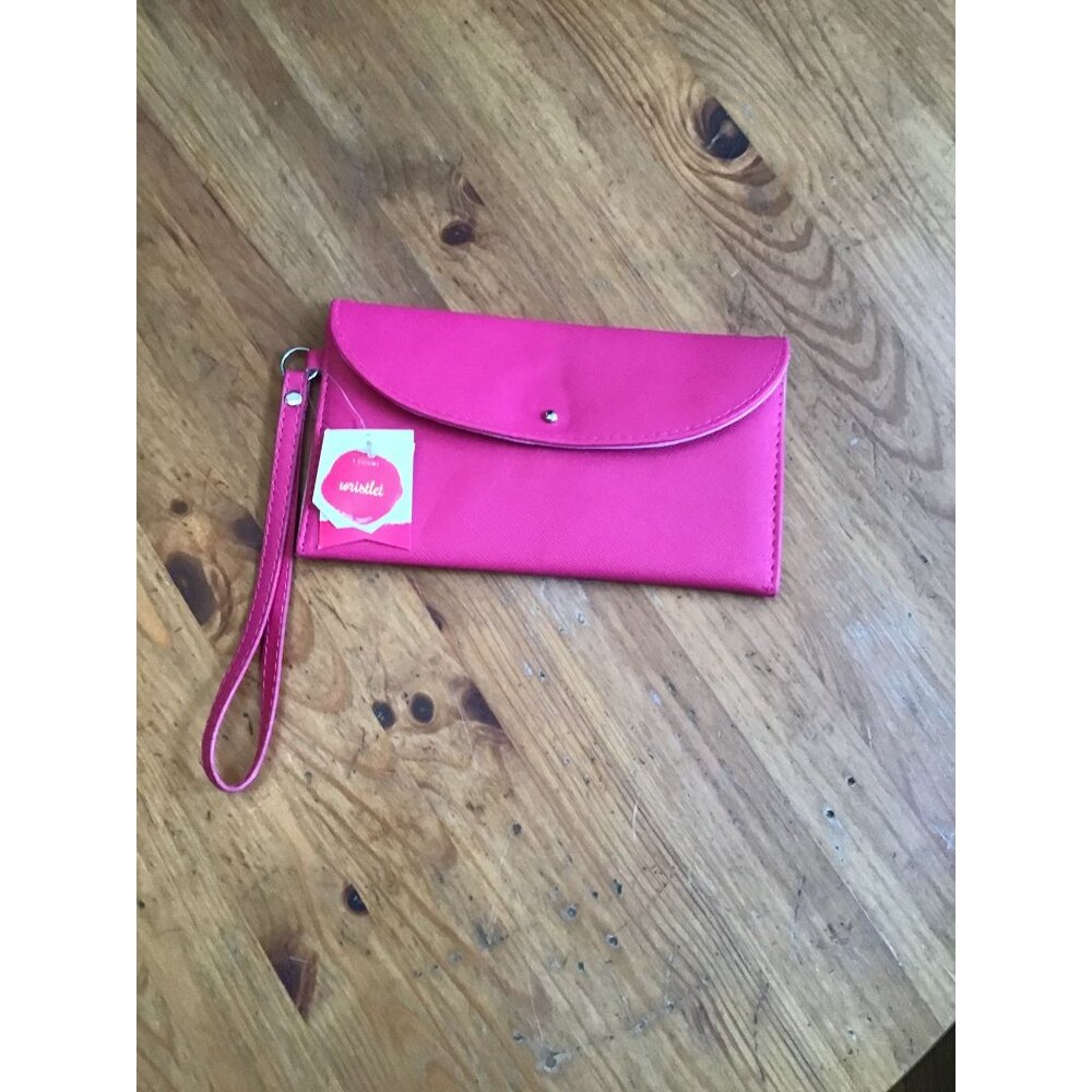 Hot Pink Wristlet Clutch Purse With Closure & Tag